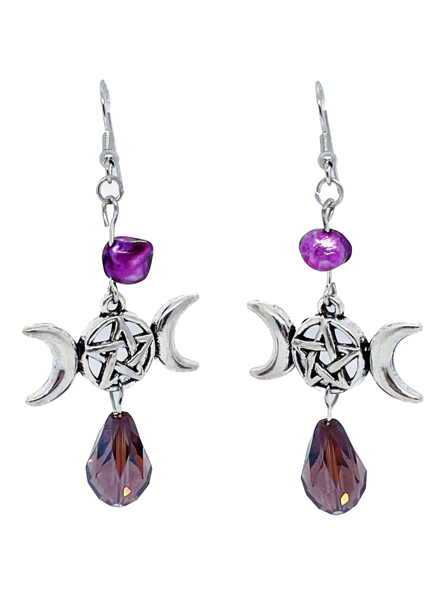 Triple Moon Goddess Earrings