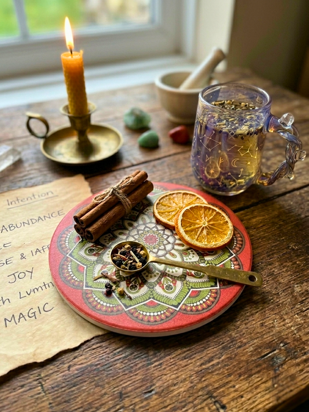 Mandala Ceramic Coaster Set ✧ Mini Altar Plates