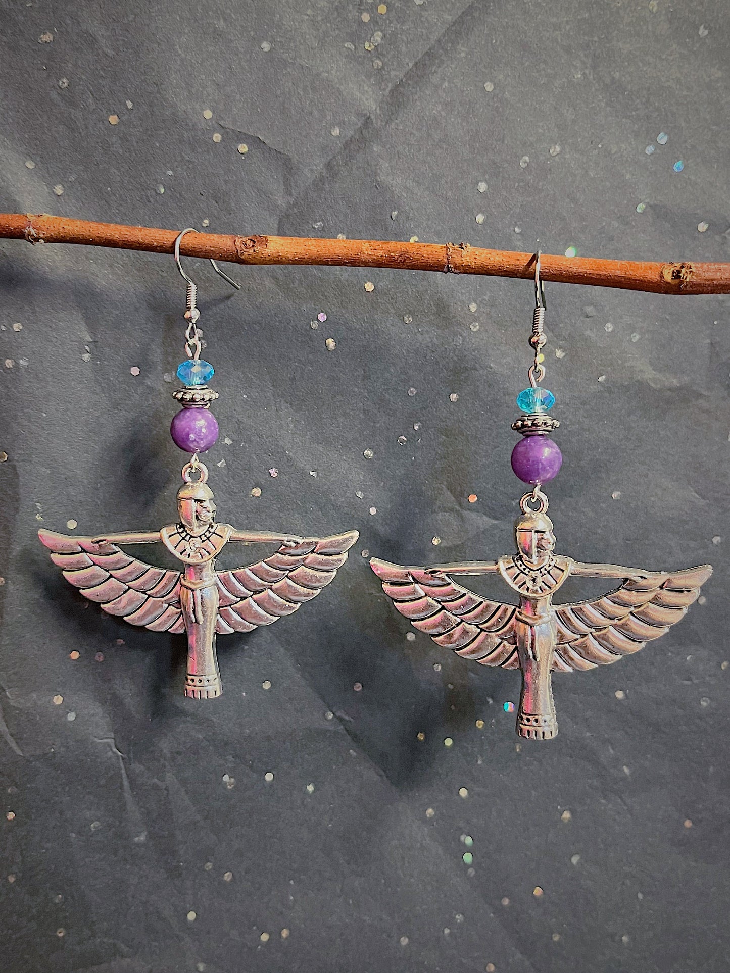 Egyptian Goddess Isis Gemstone Earrings