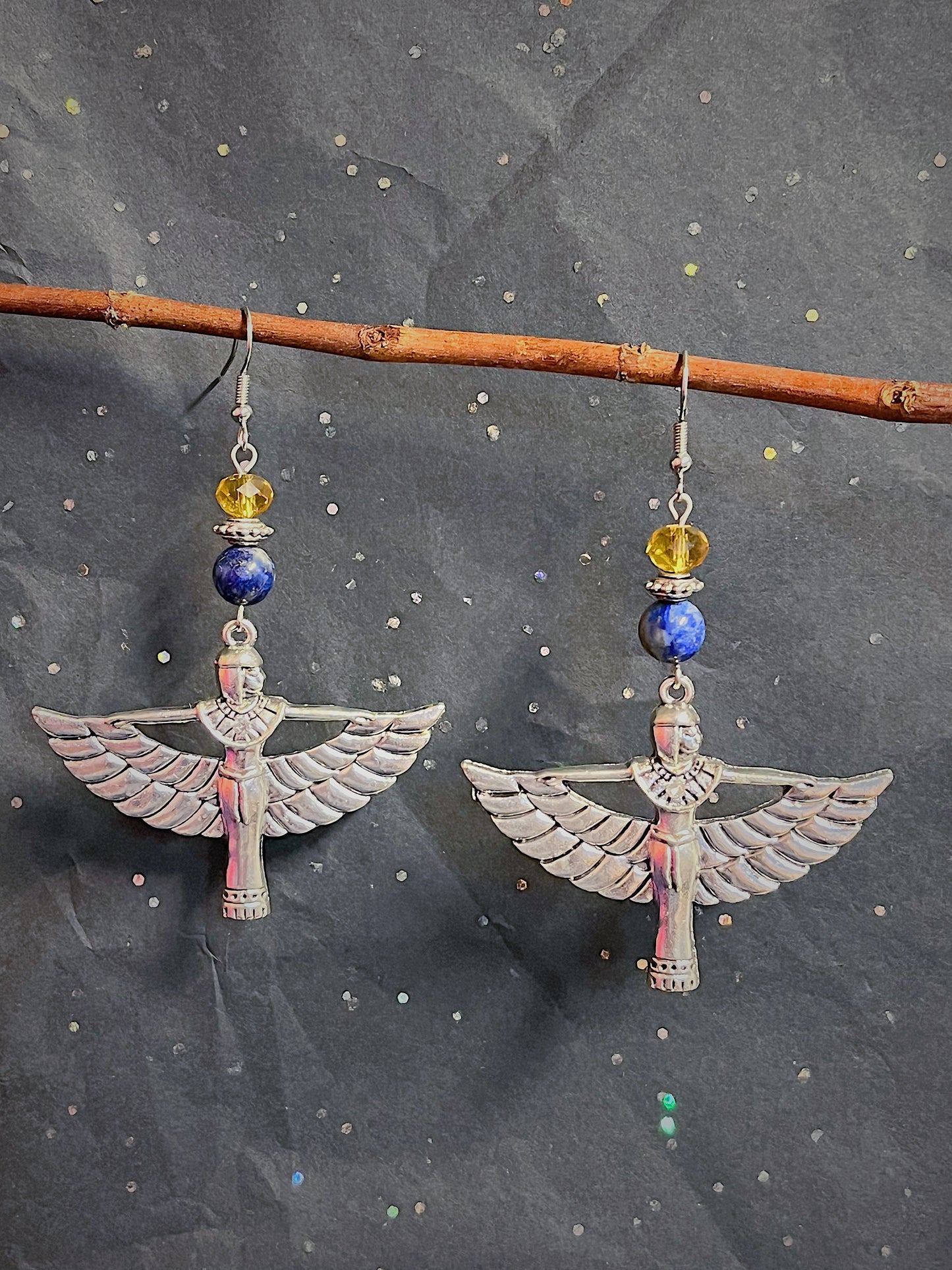 Egyptian Goddess Isis Gemstone Earrings