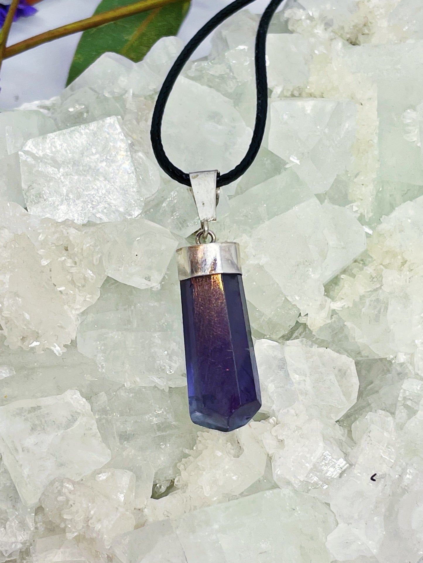 Sterling Silver Purple Fluorite Point Pendants