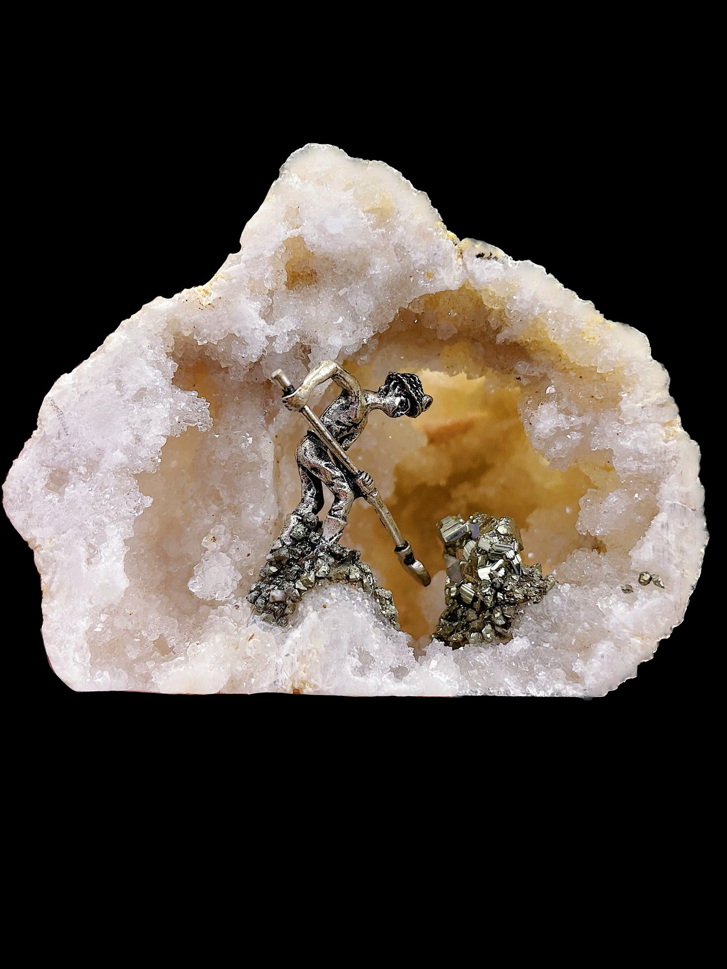 Quartz & Pyrite Miner Geode