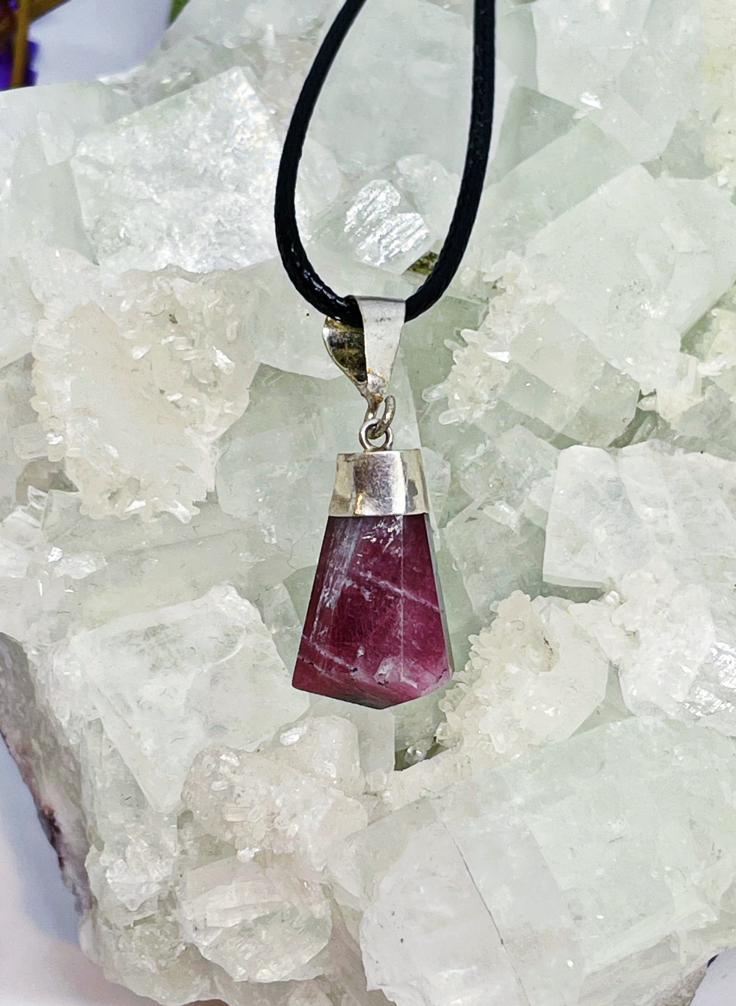 Sterling Silver Pink Tourmaline Point Pendant