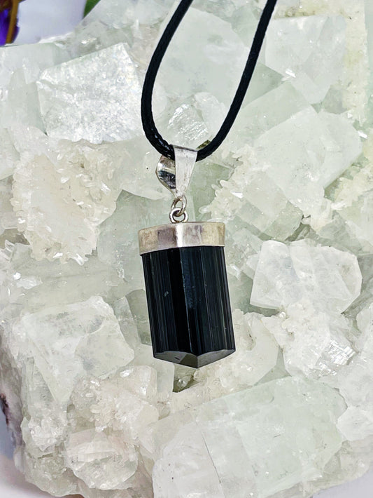 Sterling Silver Black Tourmaline Pendant