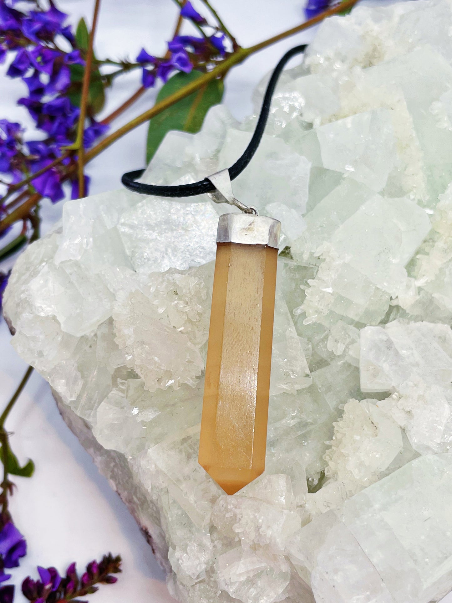 Sterling Silver Honey Calcite Point Pendant
