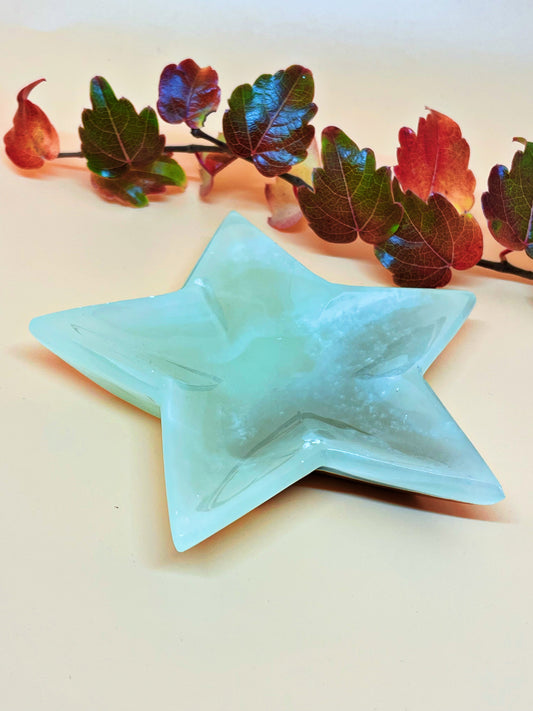 Green Banded Calcite Star Bowl