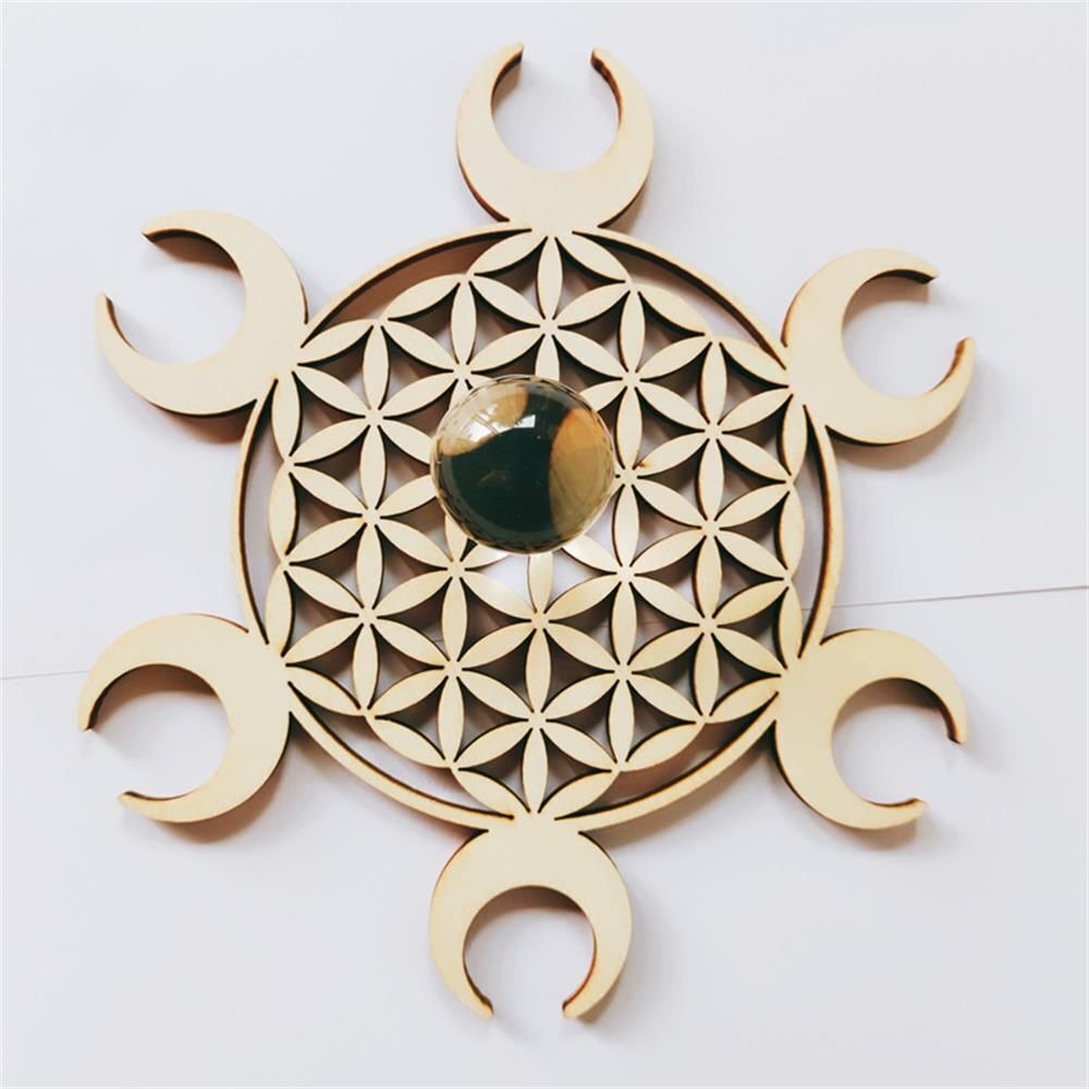Flower of Life Wooden Multiple Sphere Stand & Grid