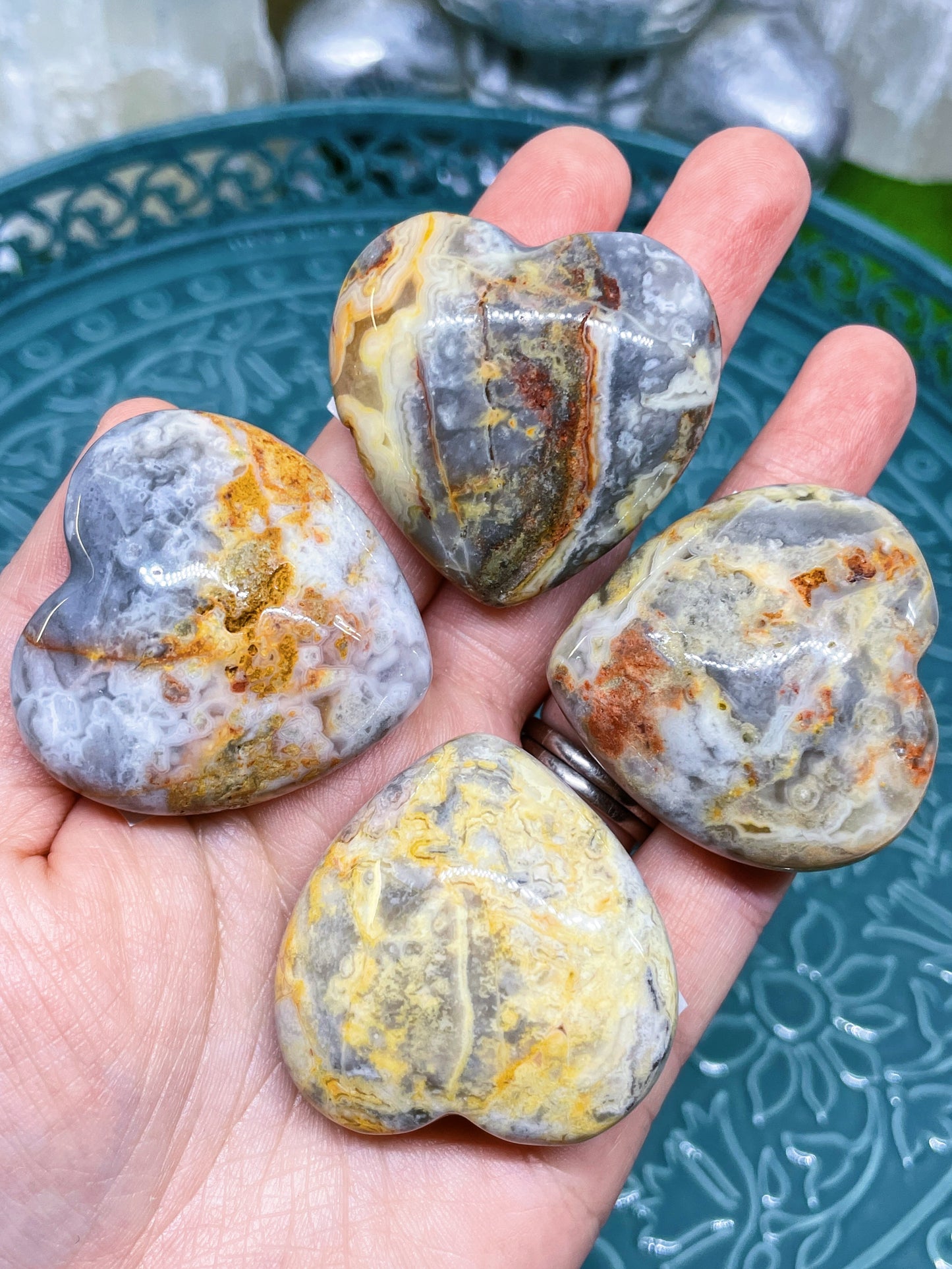 Crazy Lace Agate Hearts