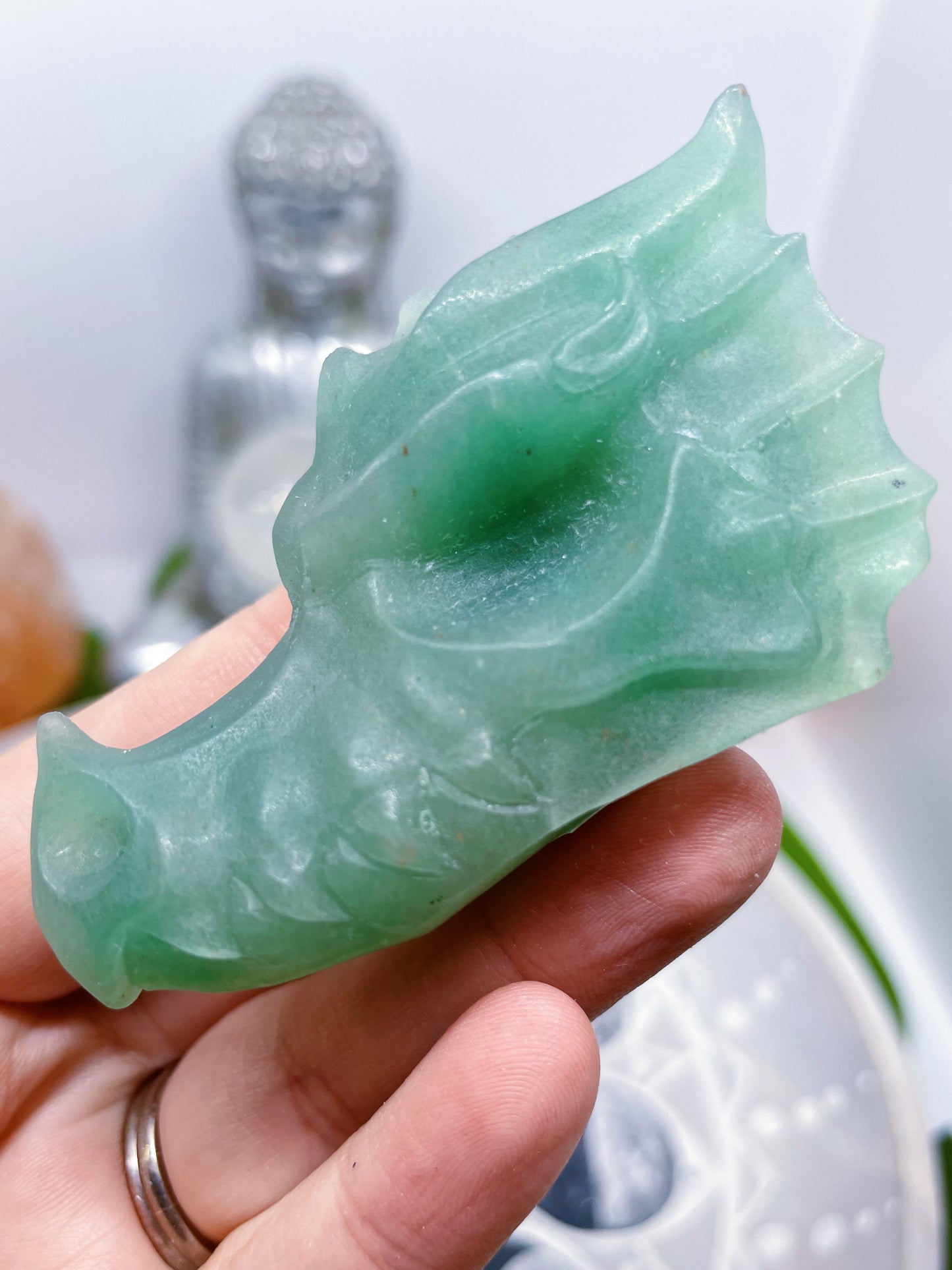 Green Aventurine Dragon Carving
