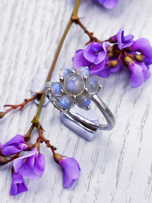 Labradorite Flower Ring