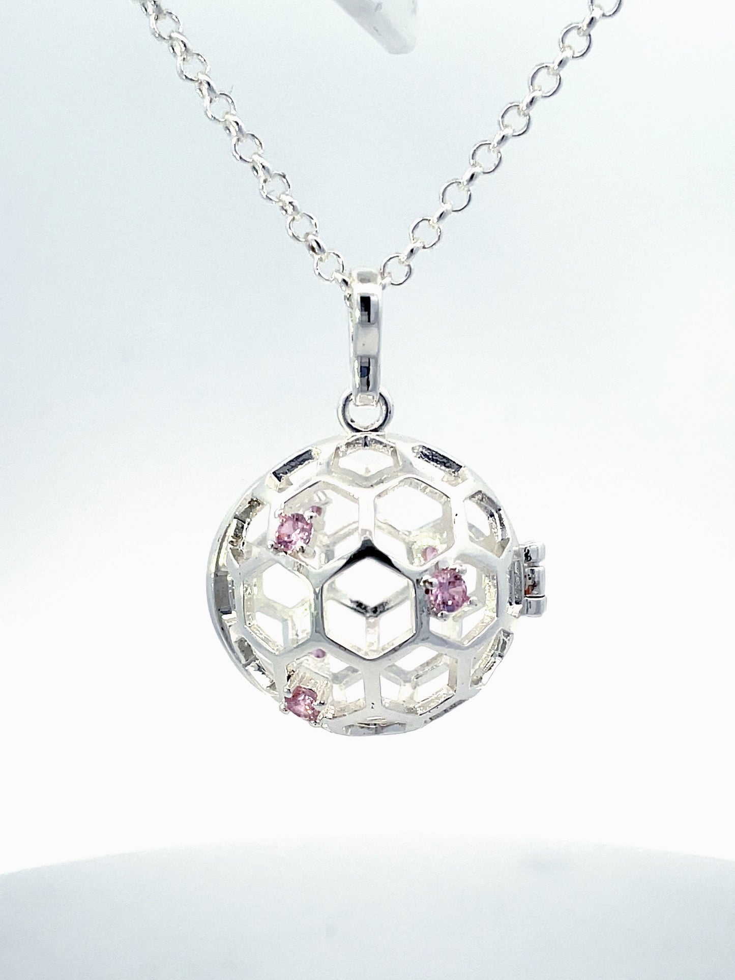 Bee Hive Pink Zirconia Crystal Locket