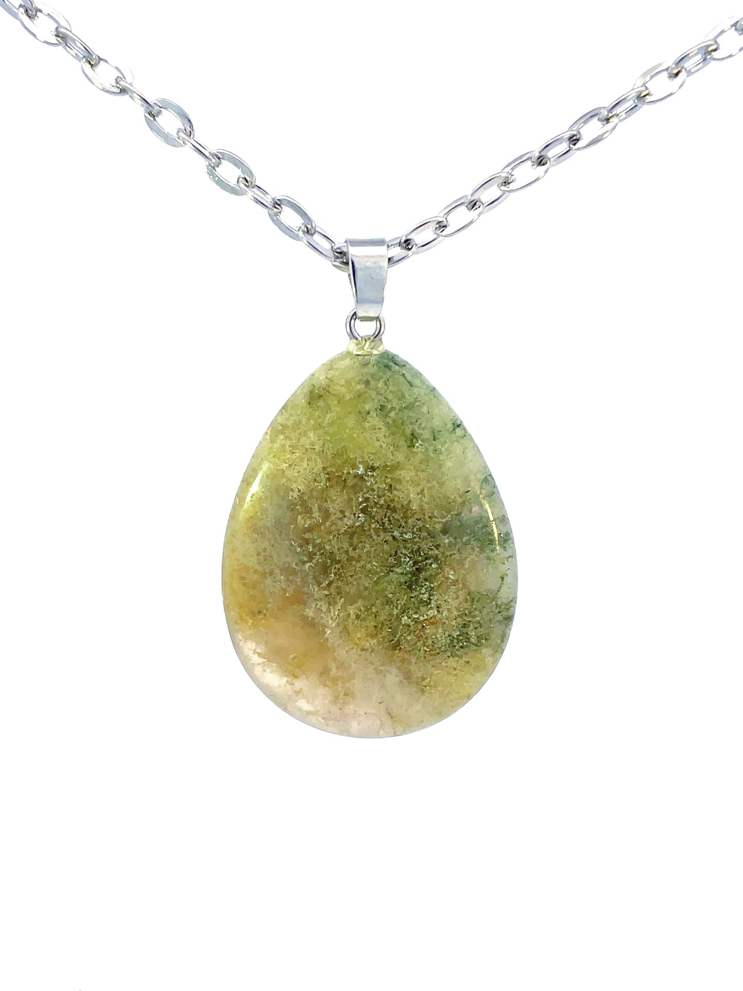 Moss Agate Teardrop Pendants