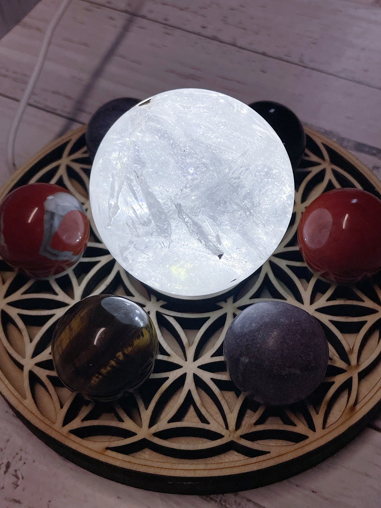 Flower of Life Grid White Light Stand