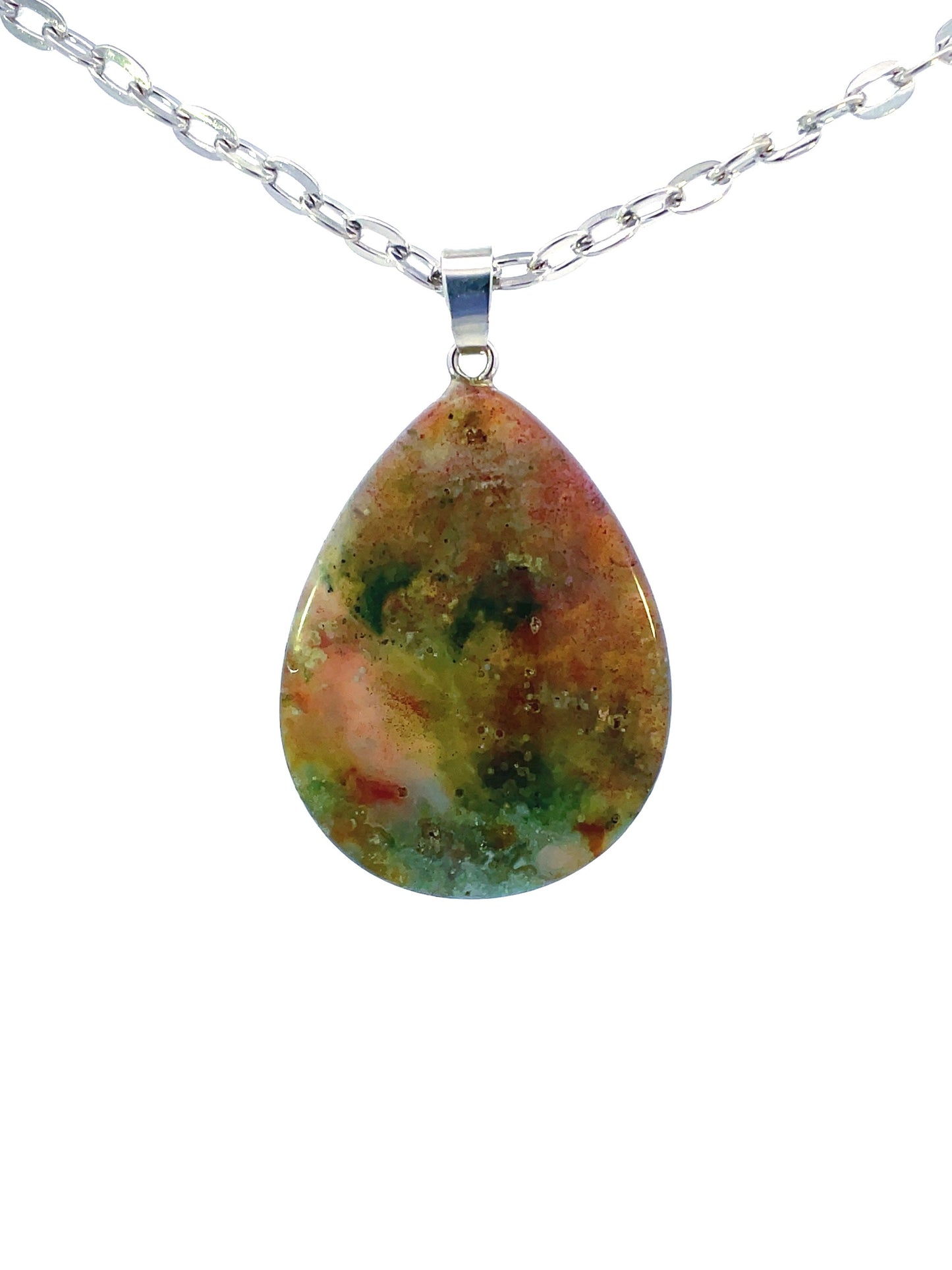 Moss Agate Teardrop Pendants