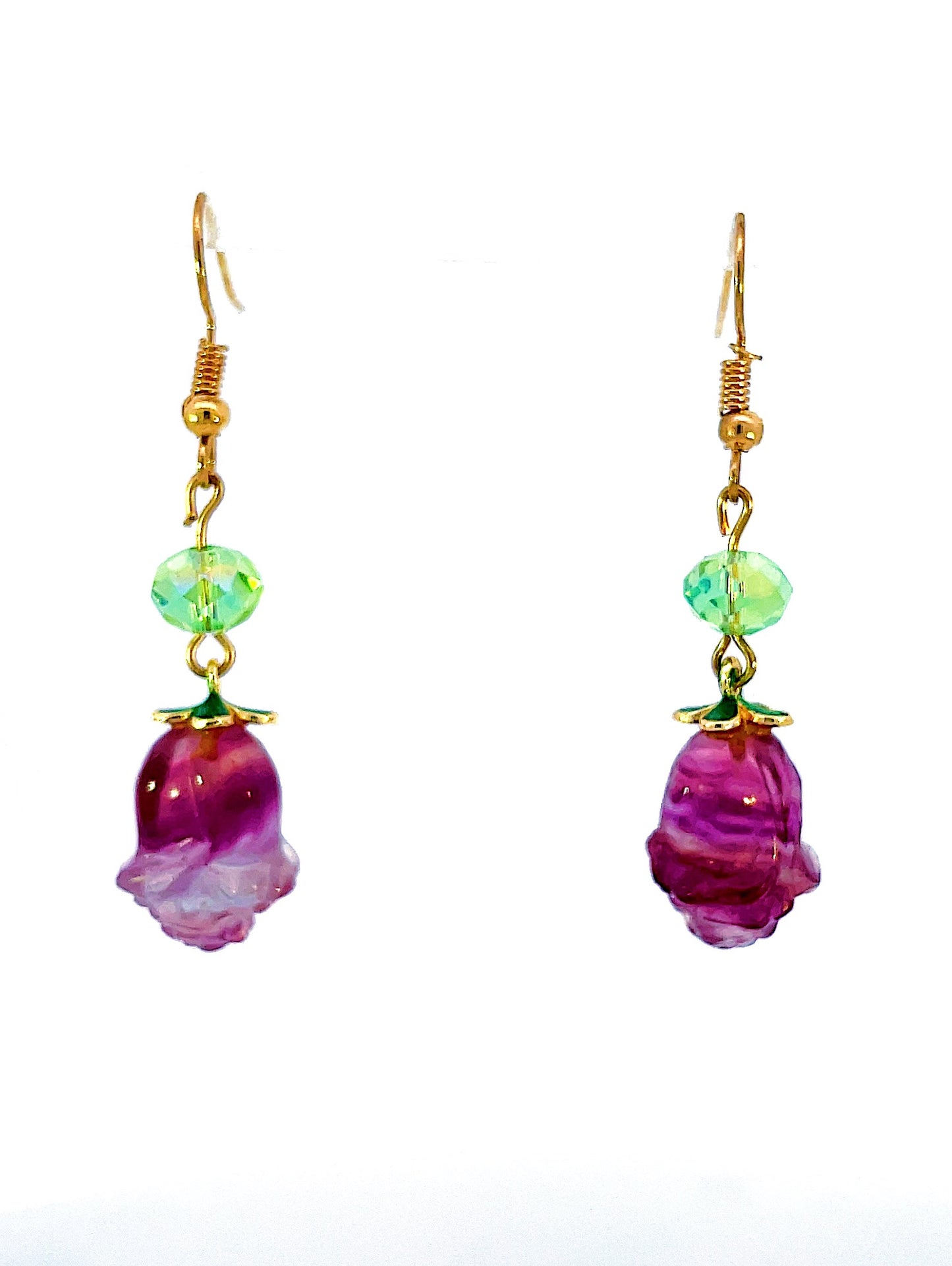 Fluorite Rose Earrings