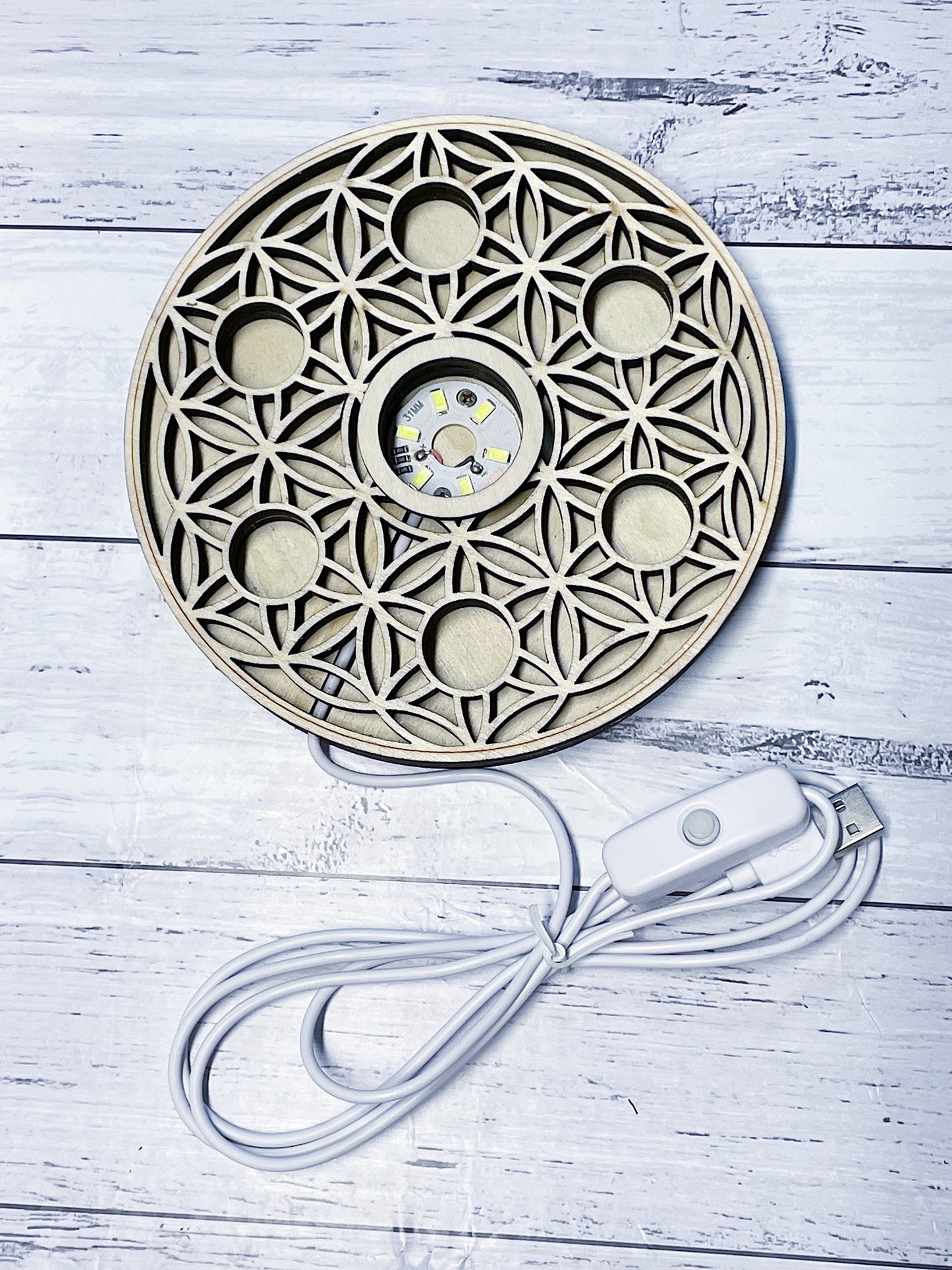 Flower of Life Grid White Light Stand