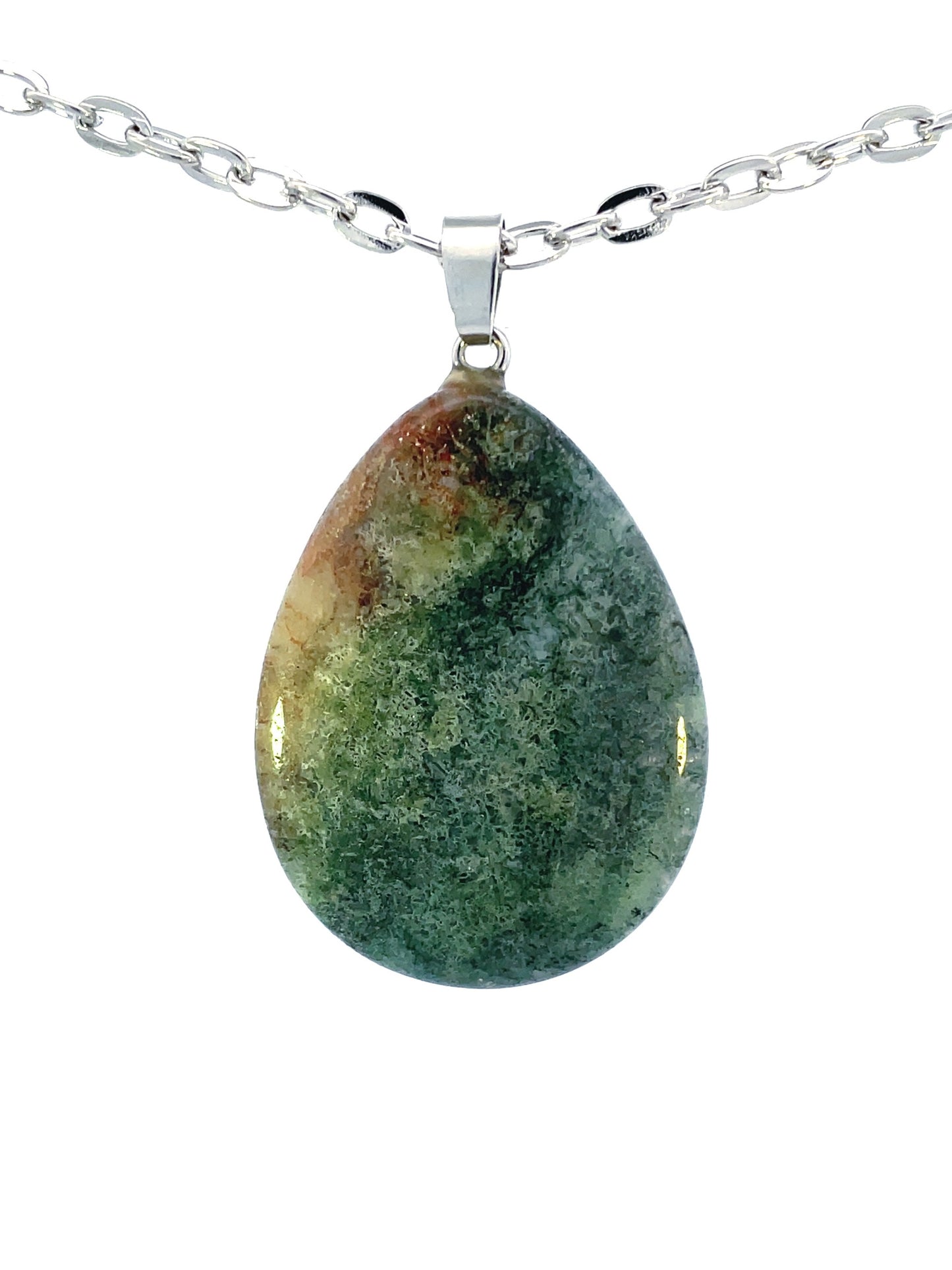 Moss Agate Teardrop Pendants