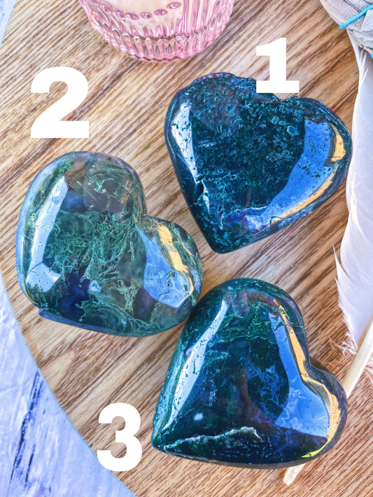 Moss Agate Hearts