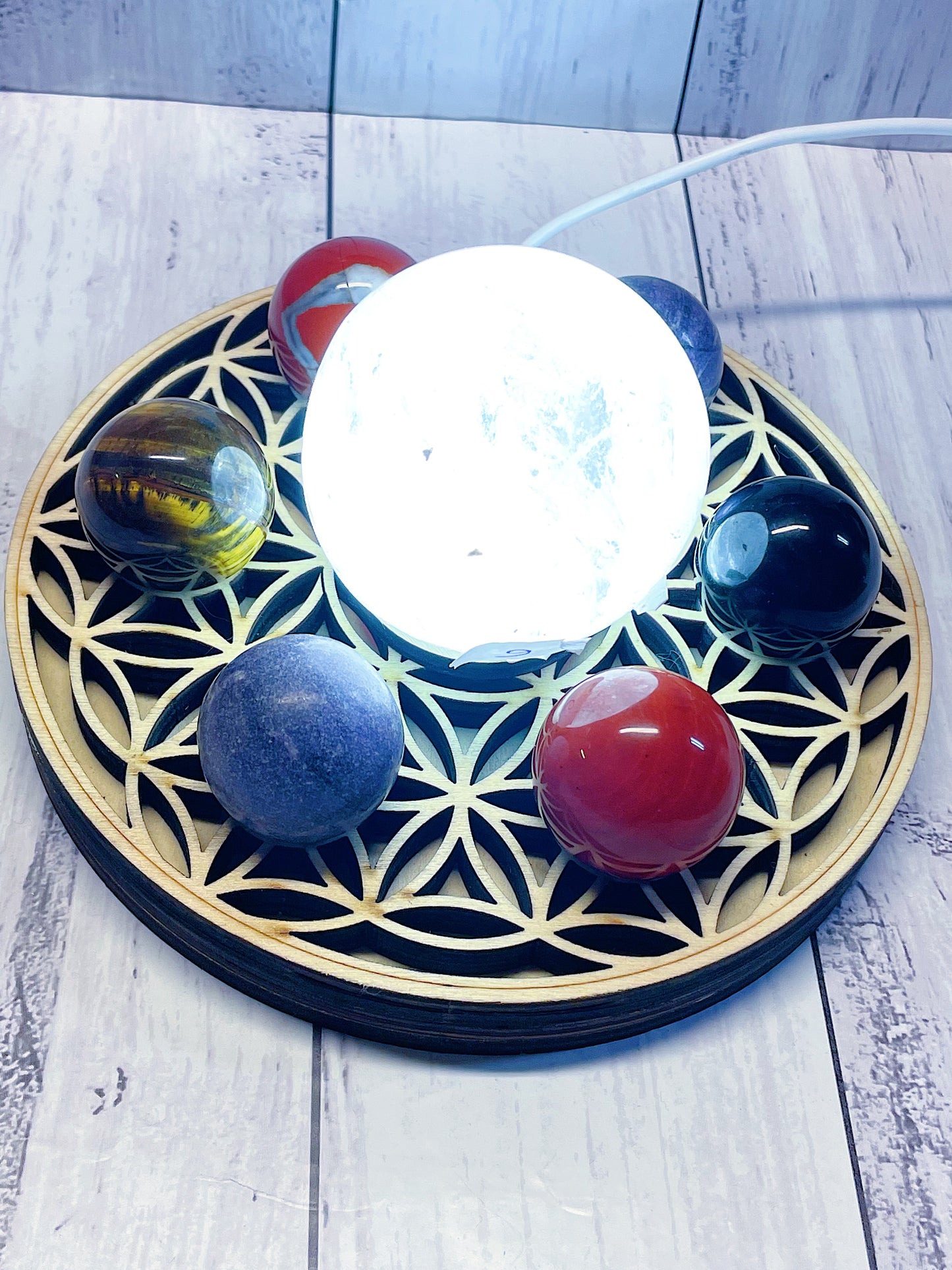 Flower of Life Grid White Light Stand