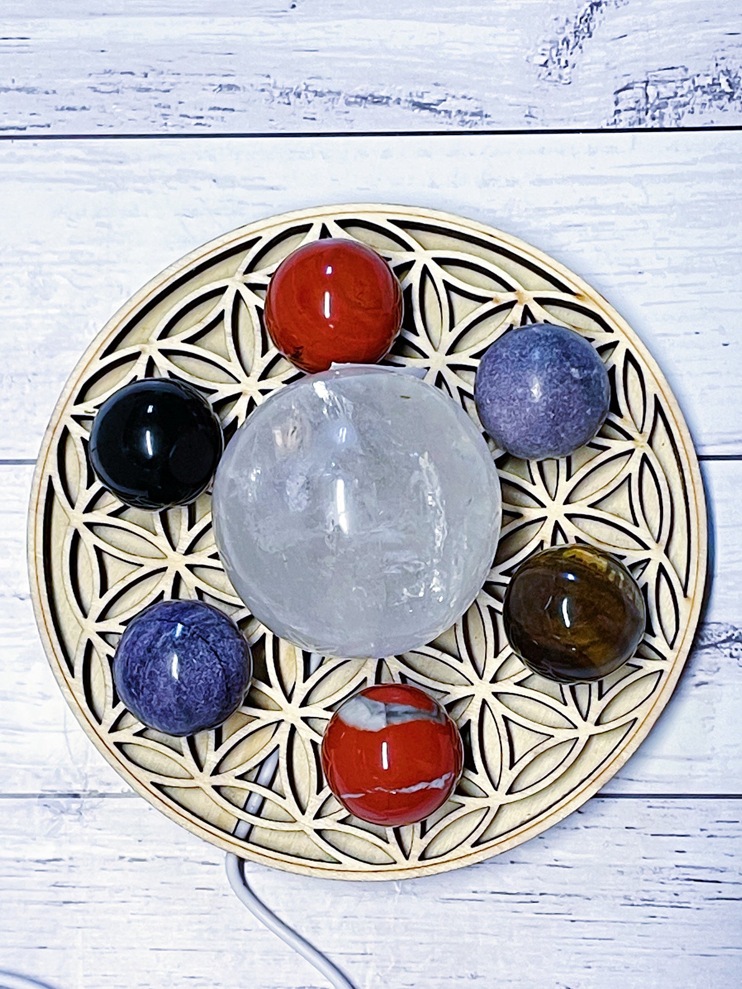 Flower of Life Grid White Light Stand
