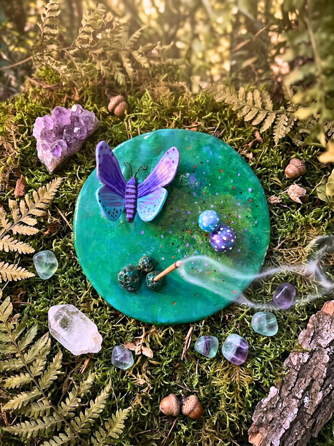 Enchanted Forest Ritual Incense Dish ✧ Handmade