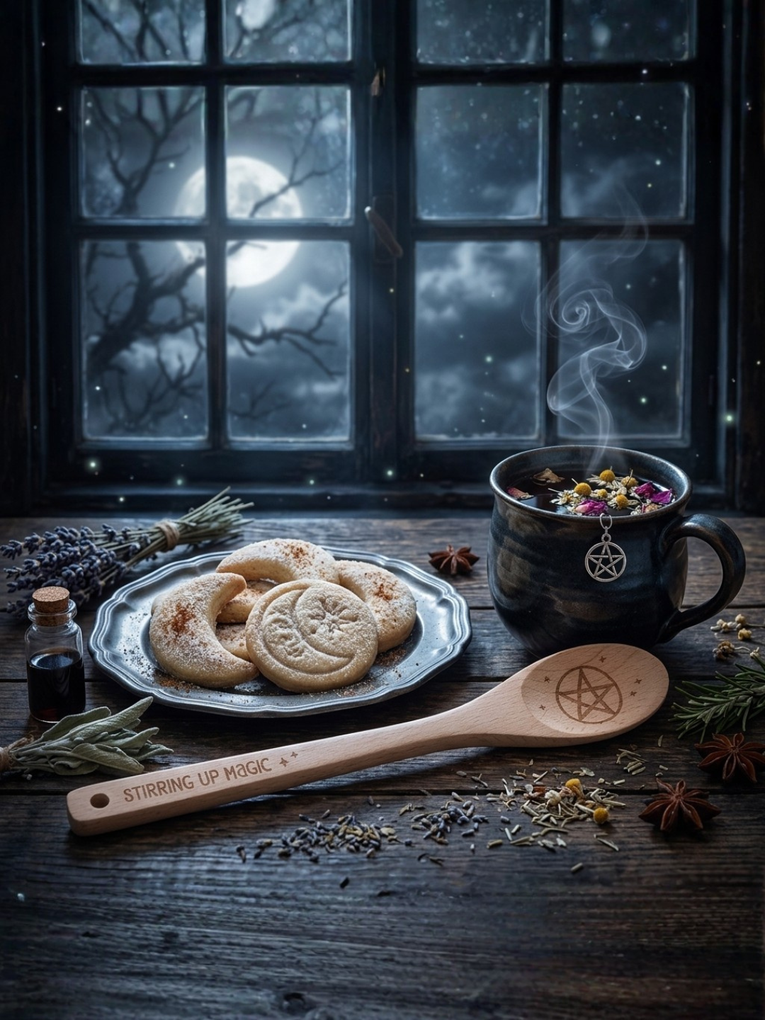 "Stirring up Magic" Kitchen Witch Wooden Spoon
