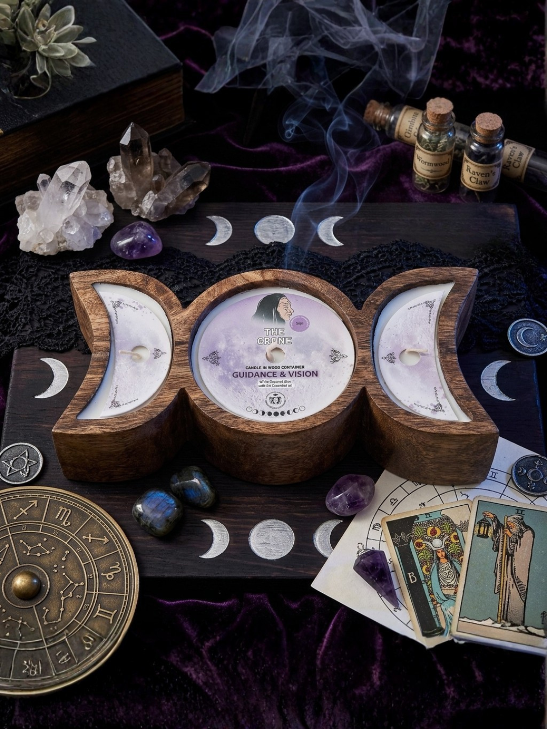 The Crone Triple Moon Goddess Candle