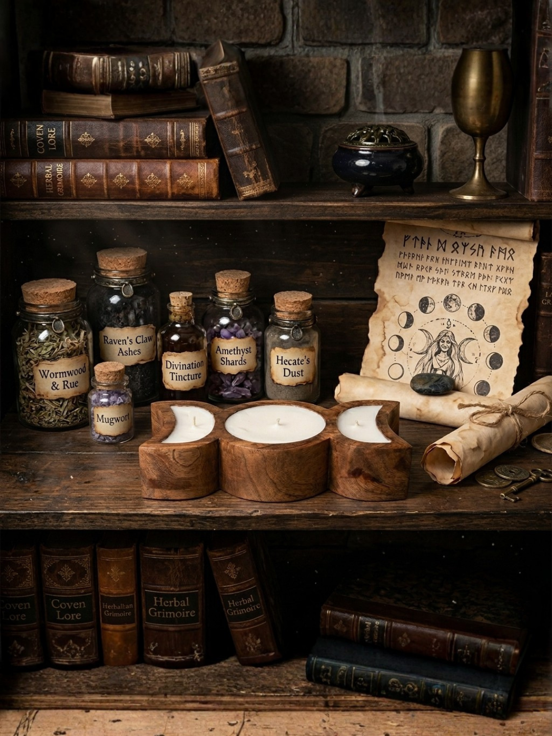 The Crone Triple Moon Goddess Candle