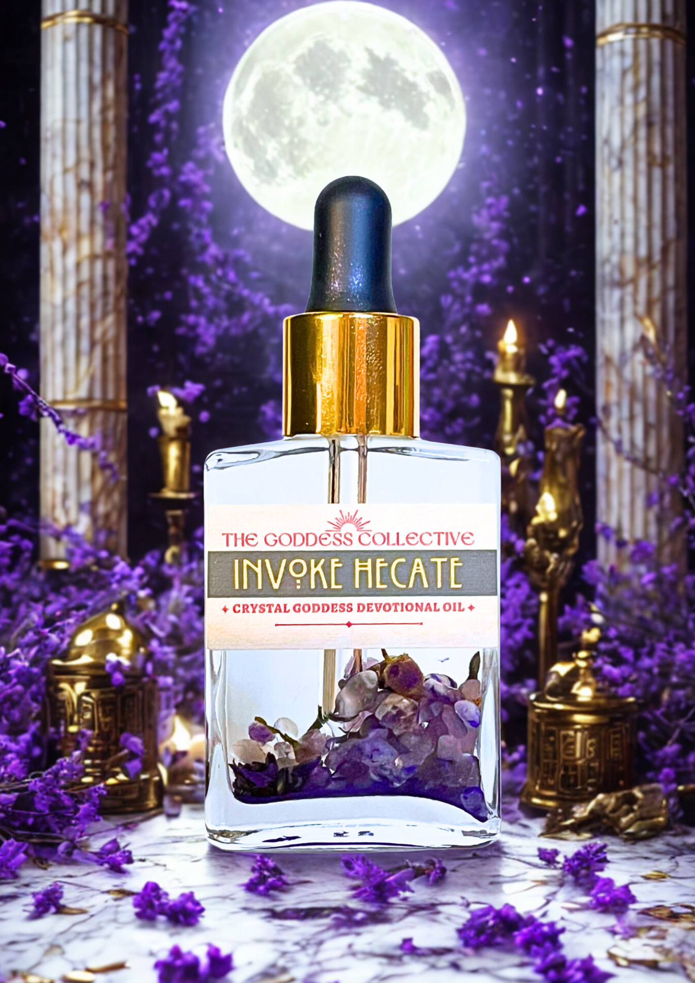 Hecate Goddess Oil | Moon Magick & Protection Ritual Oil | Devotional Oil for Guidance, Intuition