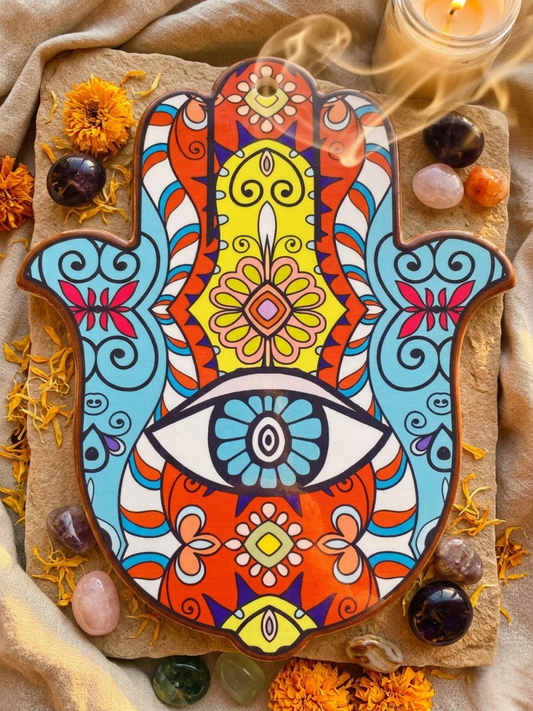 Hamsa Ceramic Altar Plate ✧ Protection & Sacred Space