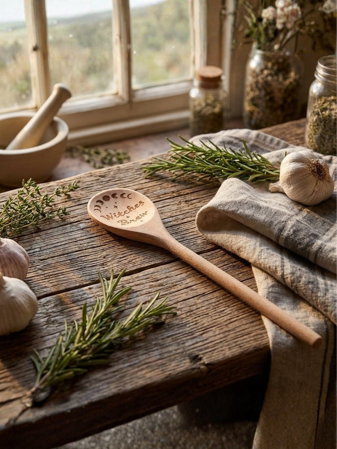 "Witches Brew" Kitchen Witch Wooden Spoon