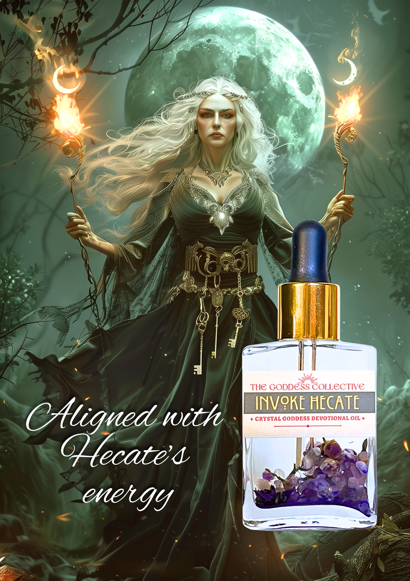 Hecate Goddess Oil | Moon Magick & Protection Ritual Oil | Devotional Oil for Guidance, Intuition