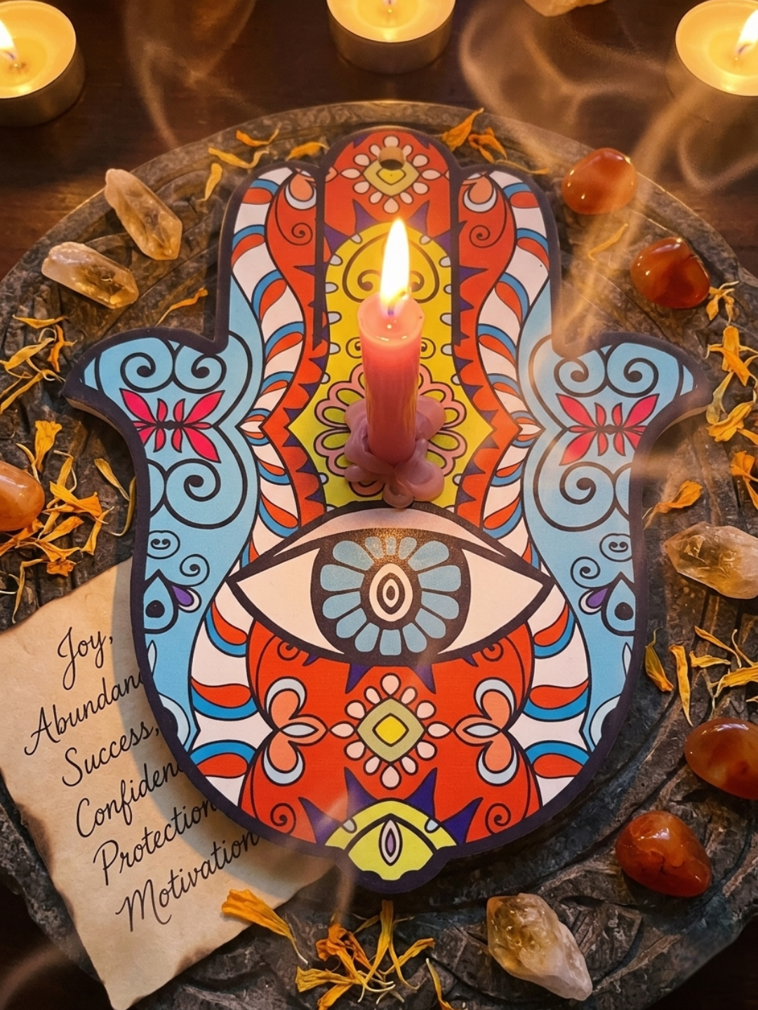 Hamsa Ceramic Altar Plate ✧ Protection & Sacred Space