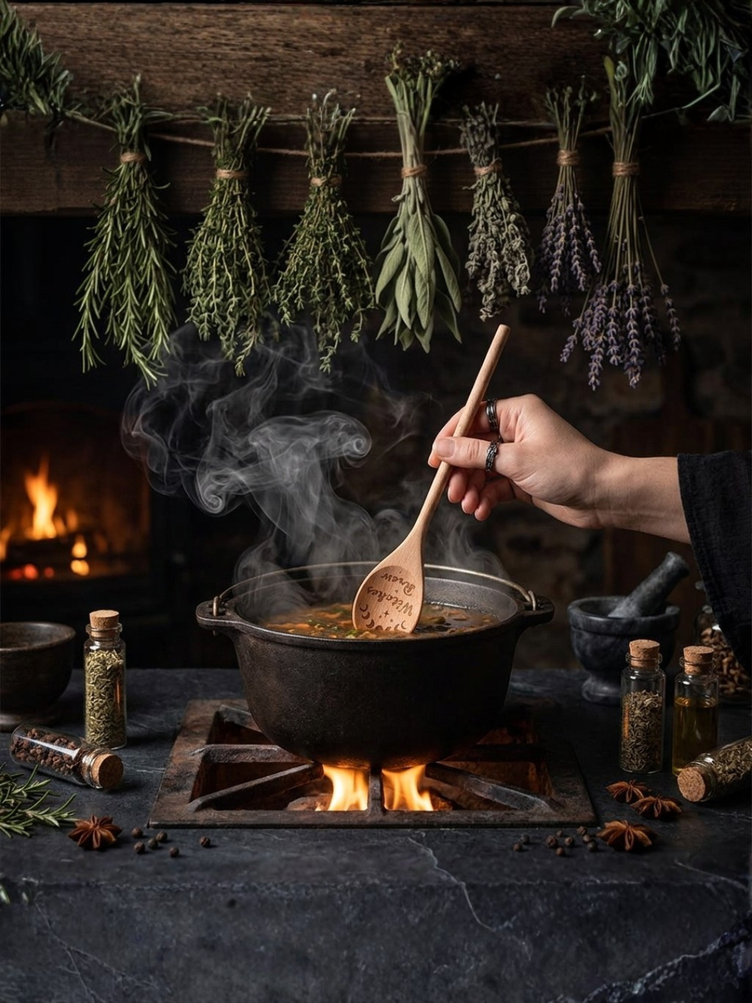 "Witches Brew" Kitchen Witch Wooden Spoon
