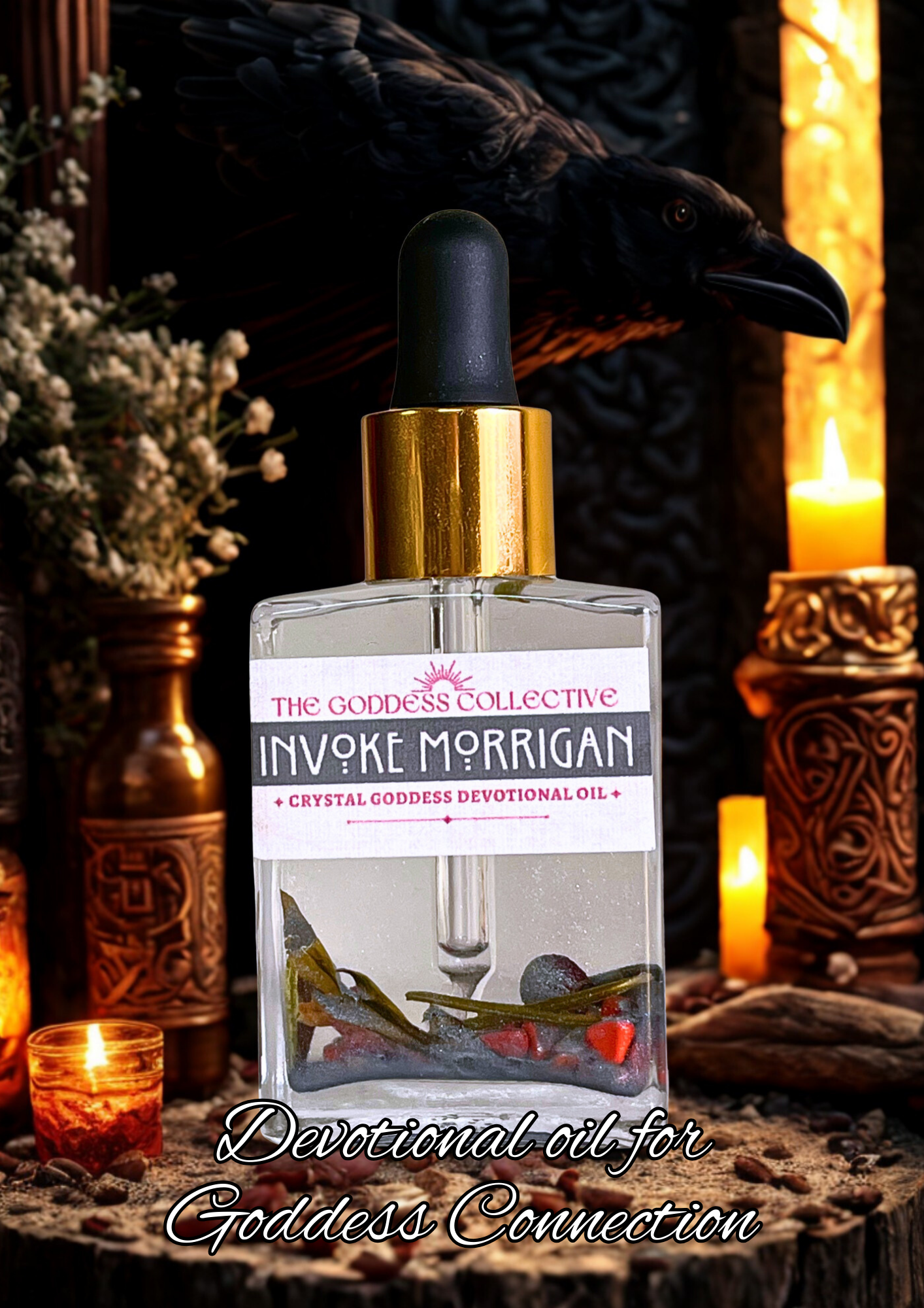 The Morrigan Goddess Oil | Protection, Strength & Transformation Ritual Oil | Devotional Oil for Courage, Sovereignty