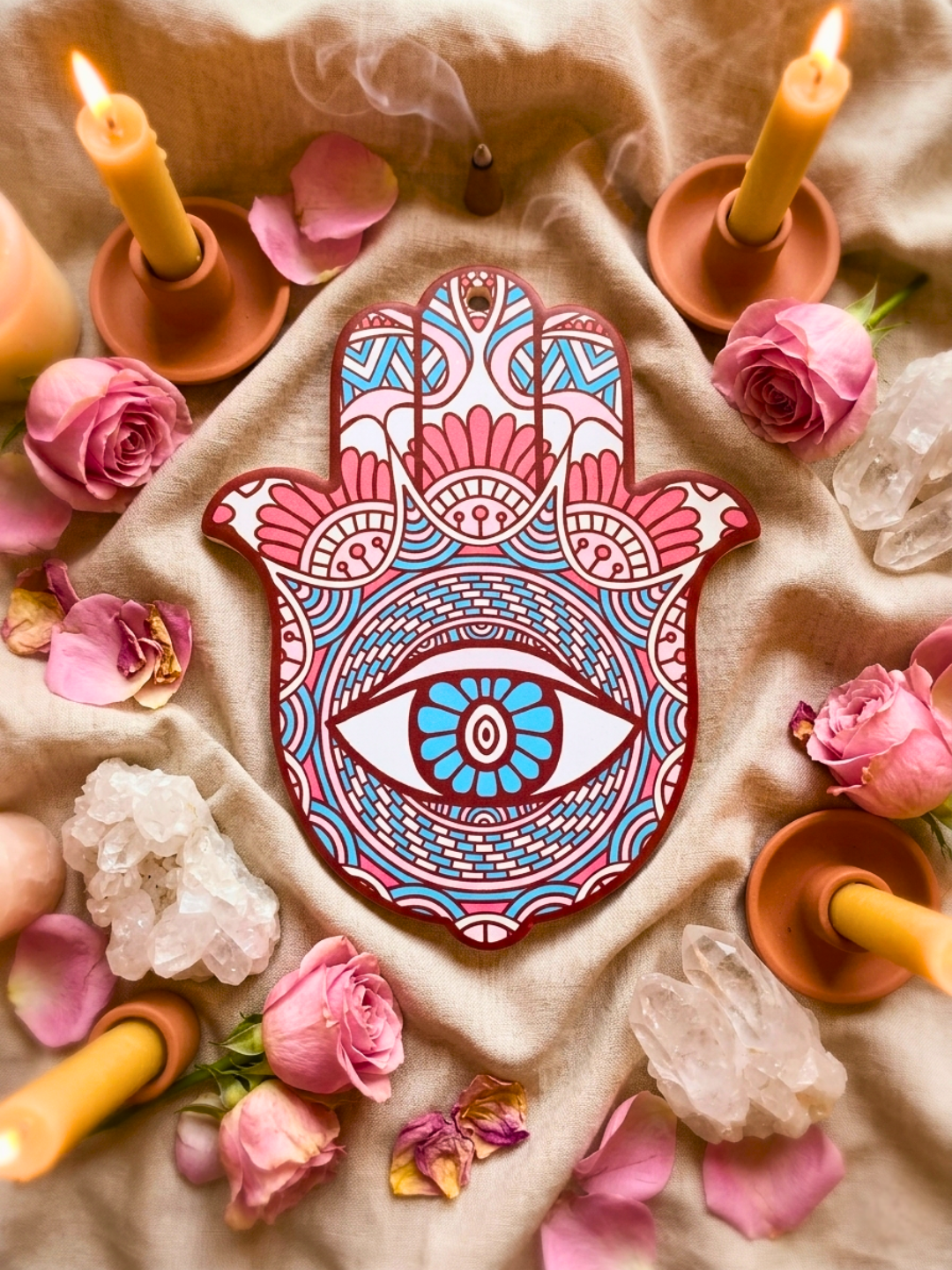 Hamsa Ceramic Altar Plate ✧ Protection & Sacred Space