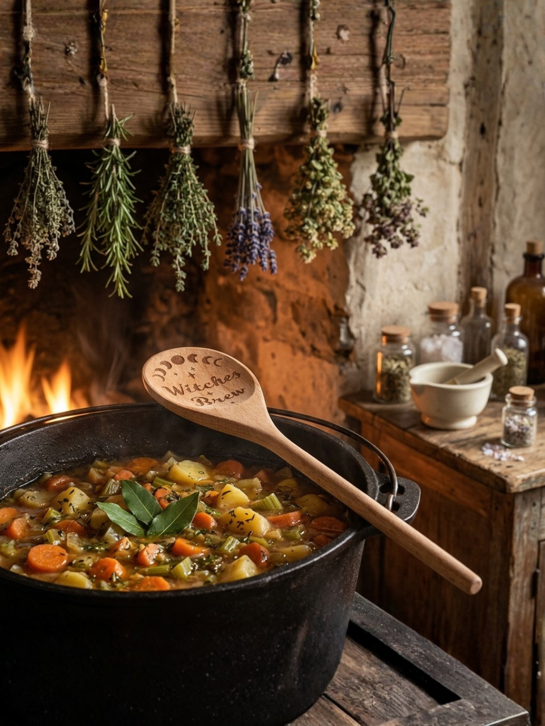"Witches Brew" Kitchen Witch Wooden Spoon