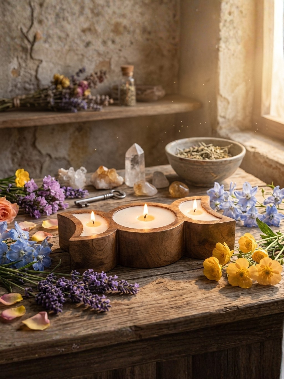 The Maiden Triple Moon Goddess Candle