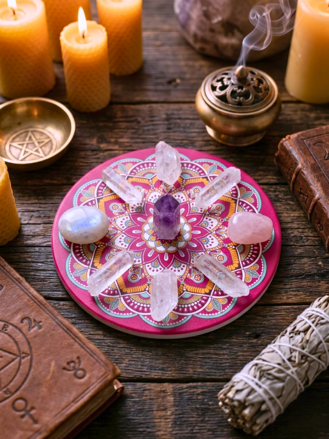 Mandala Ceramic Coaster Set ✧ Mini Altar Plates