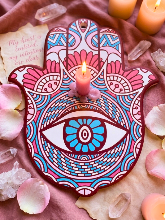 Hamsa Ceramic Altar Plate ✧ Protection & Sacred Space