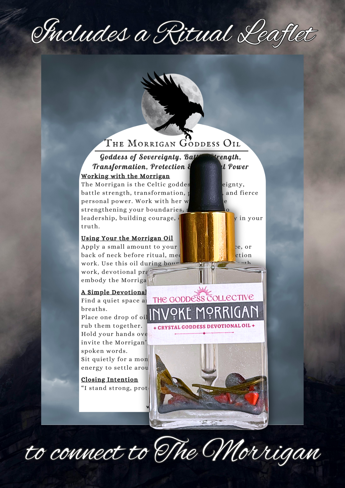 The Morrigan Goddess Oil | Protection, Strength & Transformation Ritual Oil | Devotional Oil for Courage, Sovereignty