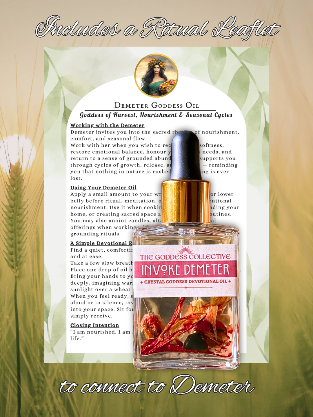 Demeter Goddess Devotional Oil | Harvest, Nourishment & Abundance Ritual Oil | Motherhood, Comfort & Seasonal Flow
