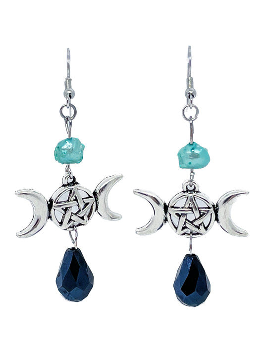 Triple Moon Goddess Earrings