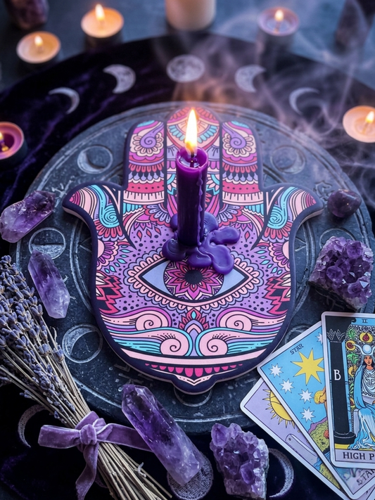 Hamsa Ceramic Altar Plate ✧ Protection & Sacred Space
