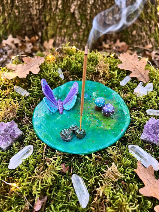 Enchanted Forest Ritual Incense Dish ✧ Handmade