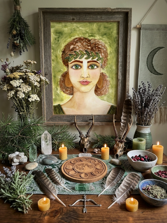 Artemis Devotional Art Print - Greek Goddess of the Moon, the Hunt, & Sovereignty