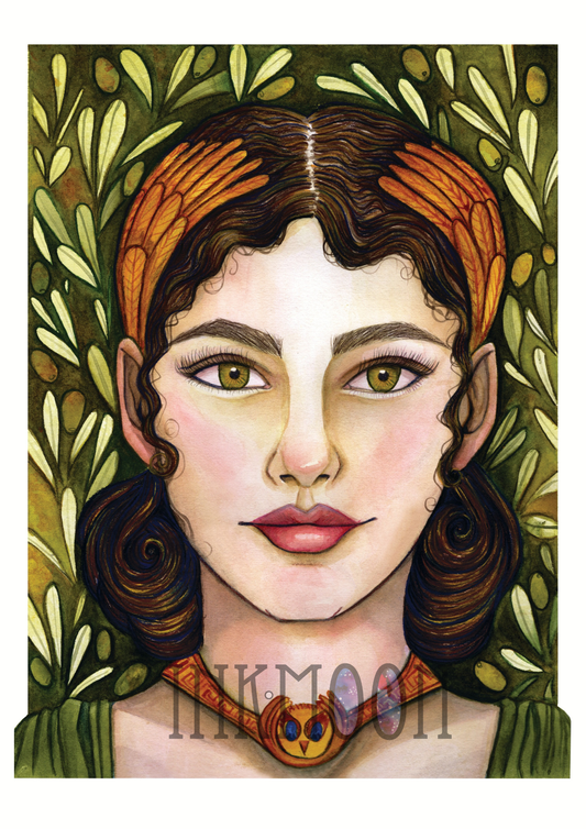 Athena Devotional Art Print - Greek Goddess of Strategy, Intellect, & Courage