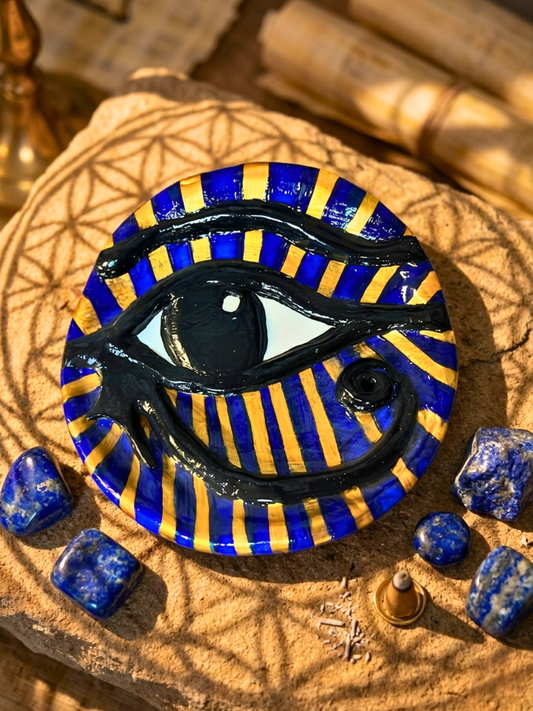 Egyptian Eye of Protection Ritual Incense Dish ✧ Handmade