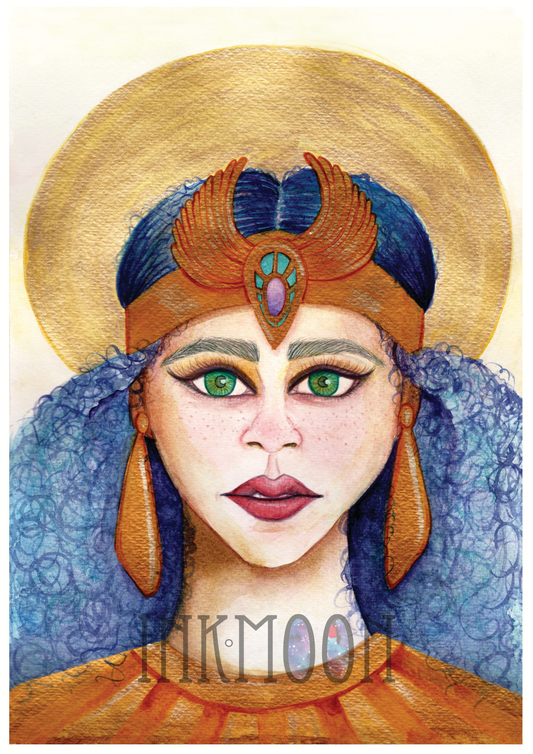 Hathor Devotional Art Print - Egyptian Goddess of Love, Joy, Music,& Sacred Feminine Power