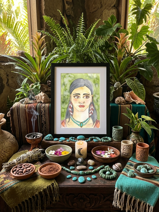 Ixchel Devotional Art Print - Mayan Goddess of the Moon, Fertility, Healing, & Feminine Wisdom